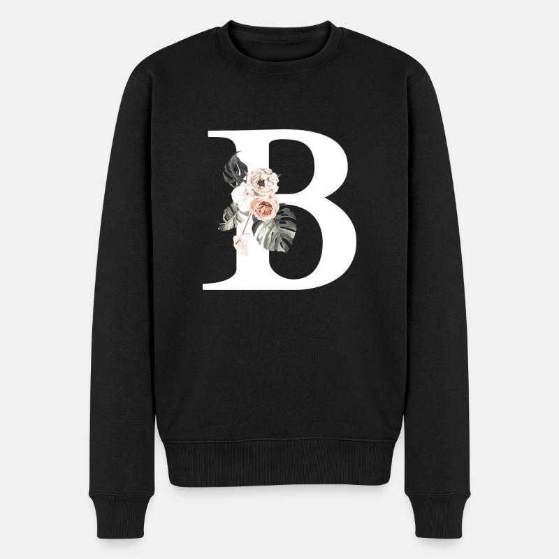 Tropischer floraler B-Buchstabe - Männer Premium Bio Pullover - Schwarz