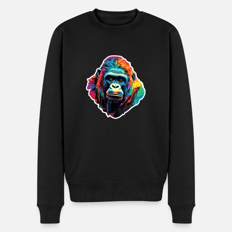 Gorilla psychedelisch - Männer Premium Bio Pullover - Schwarz