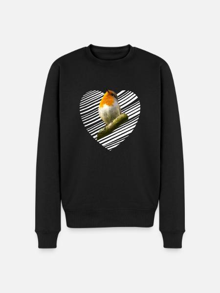 Rotkehlchen Singvogel - Männer Premium Bio Pullover - Schwarz