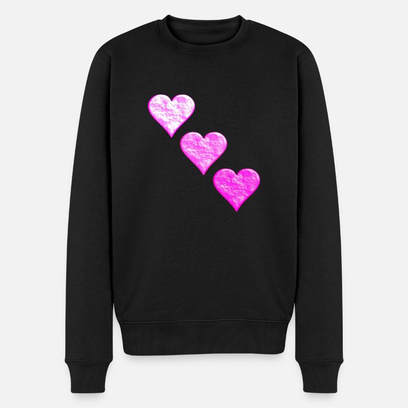 3 Herzen - Männer Premium Bio Pullover - Schwarz