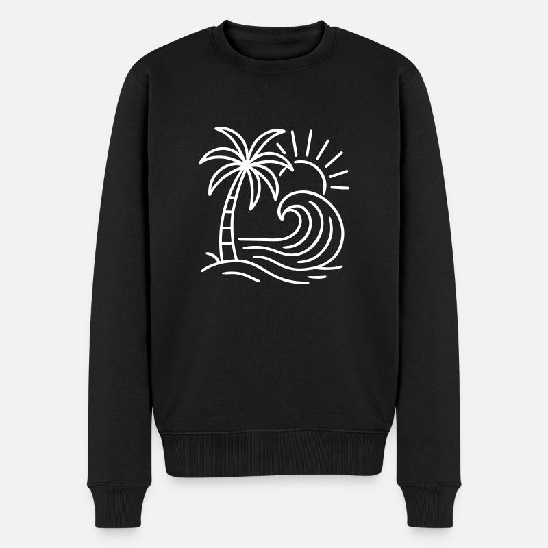 Palme Welle Insel - Männer Premium Bio Pullover - Schwarz