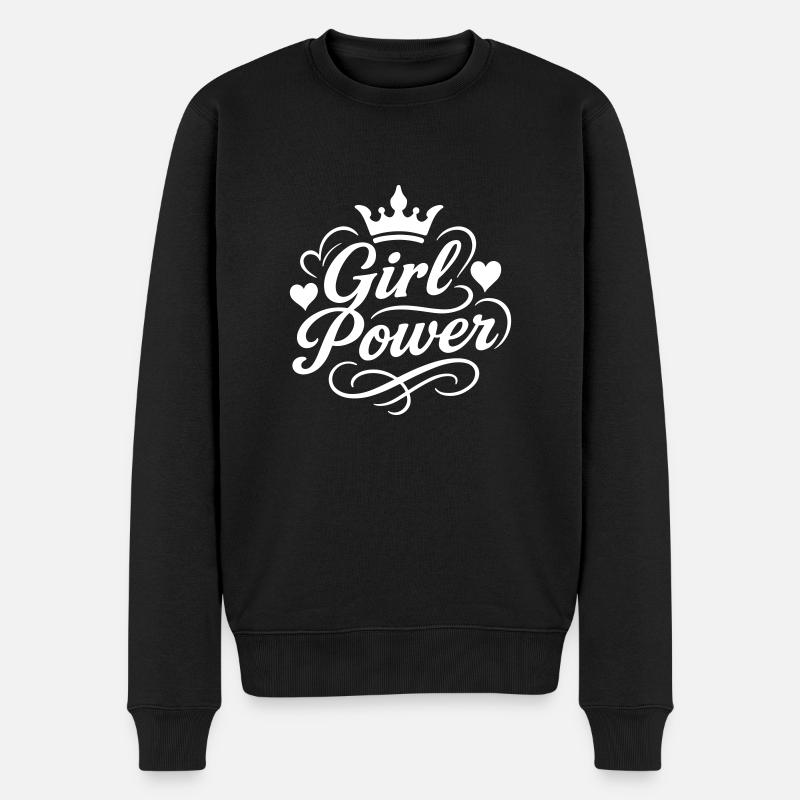 Frauenpower Spruch - Männer Premium Bio Pullover - Schwarz