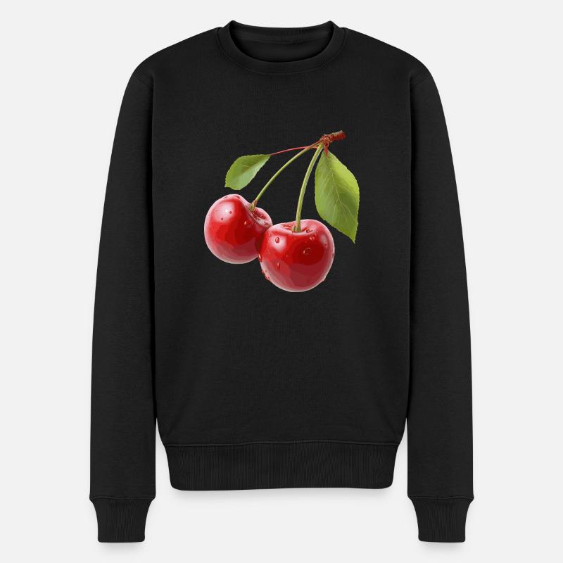 Kirschen - Männer Premium Bio Pullover - Schwarz