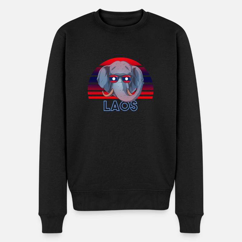 Laos - Männer Premium Bio Pullover - Schwarz