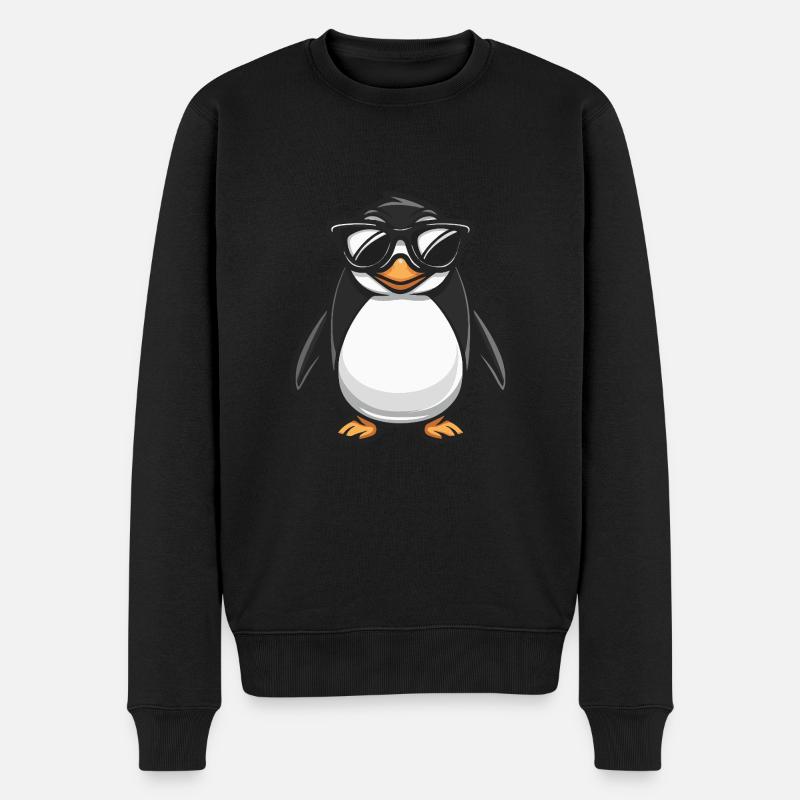 Pinguin Cool Tier - Männer Premium Bio Pullover - Schwarz