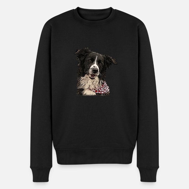 Border-Collie-Bandana - Männer Premium Bio Pullover - Schwarz