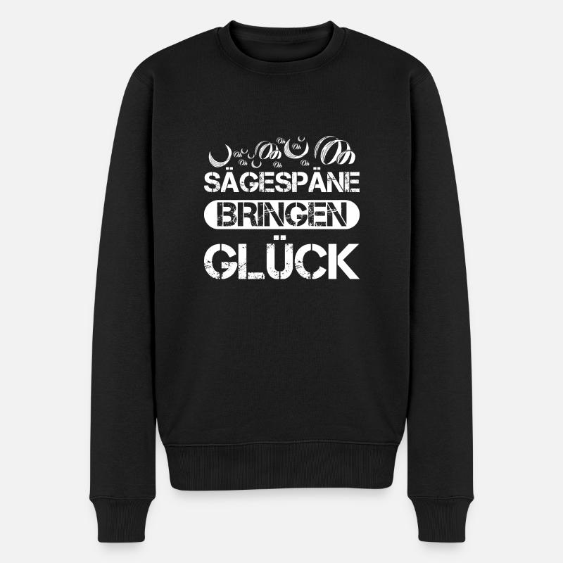 SÄGESPÄNE BRINGEN GLÜCK - Männer Premium Bio Pullover - Schwarz
