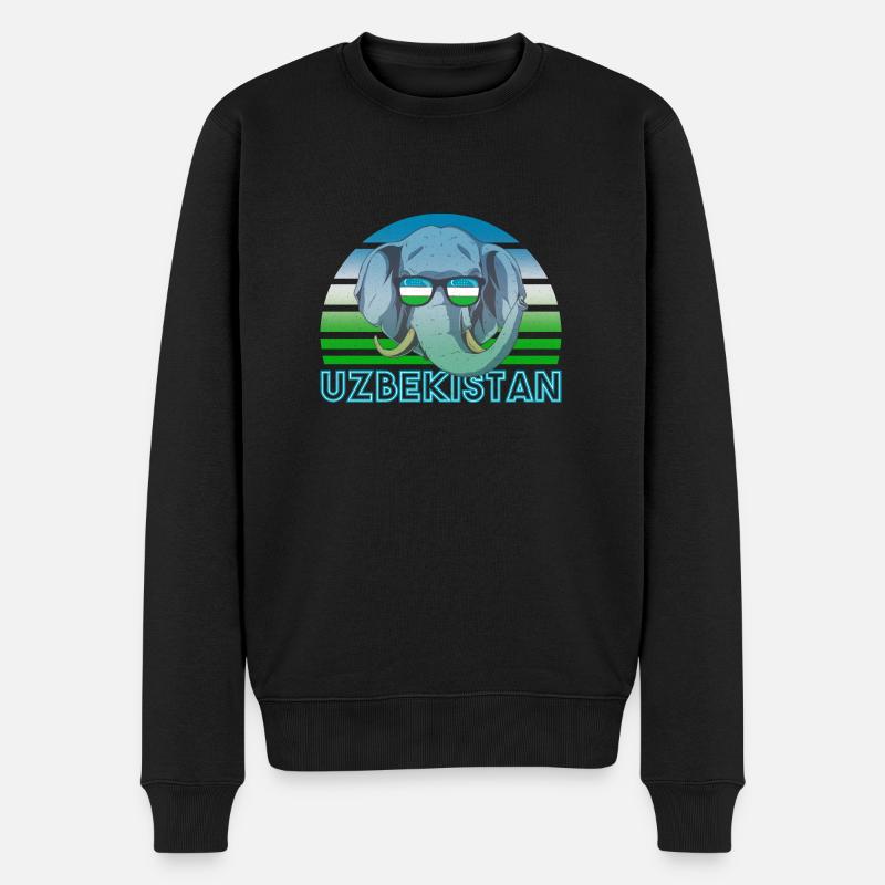 Usbekistan - Männer Premium Bio Pullover - Schwarz