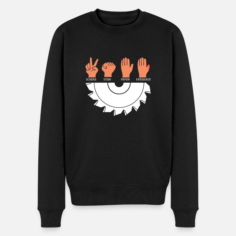 SCHERE STEIN PAPIER KREISSÄGE - Männer Premium Bio Pullover - Schwarz