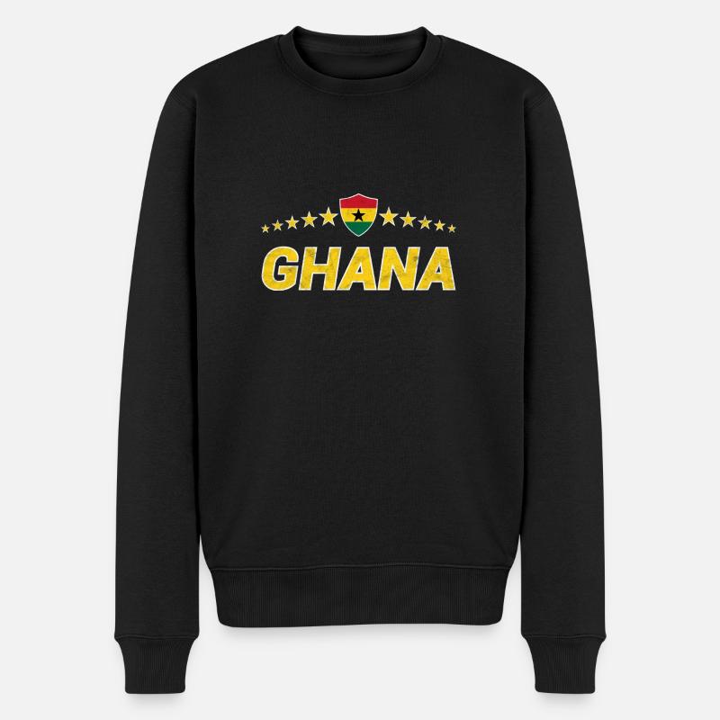 Ghana - Männer Premium Bio Pullover - Schwarz