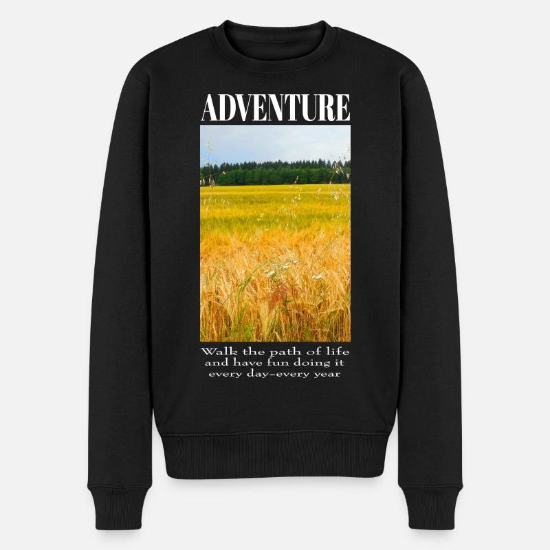 Abenteuer im Weizenfeld - Männer Premium Bio Pullover - Schwarz