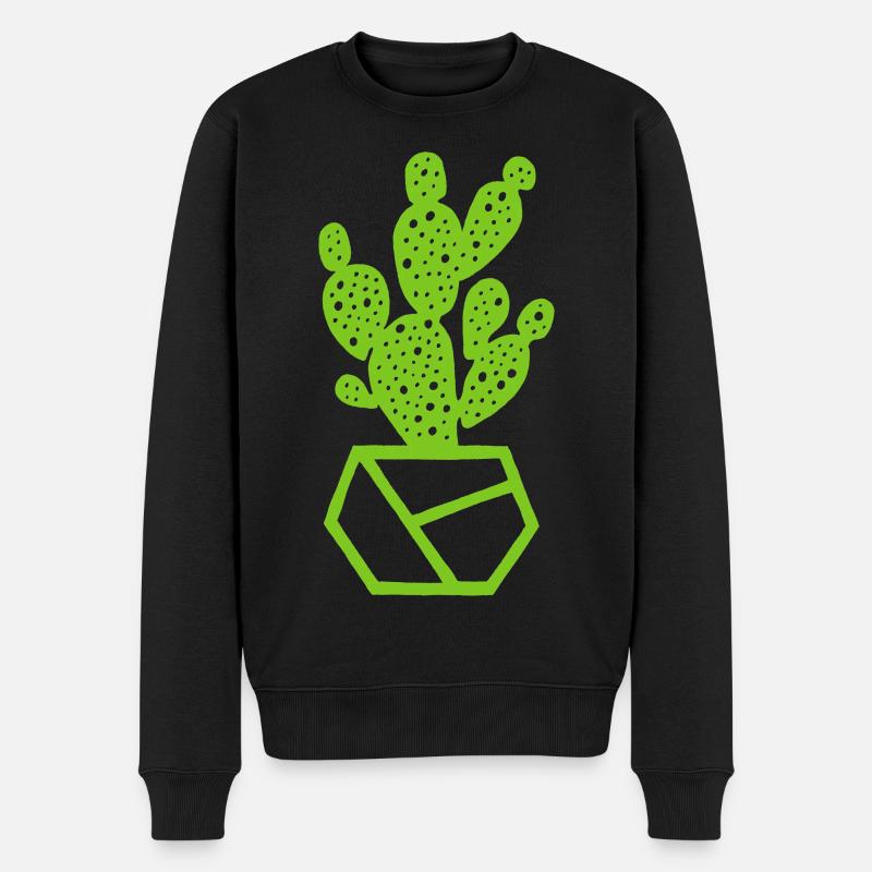 Kaktus - Männer Premium Bio Pullover - Schwarz