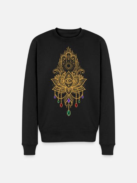 Spirituality Sacred Geometry Lotus Flower Zen - Men's Premium Organic Jumper - black