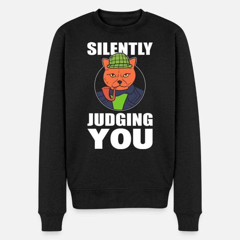 Silently Judging You Privatdetektiv - Männer Premium Bio Pullover - Schwarz