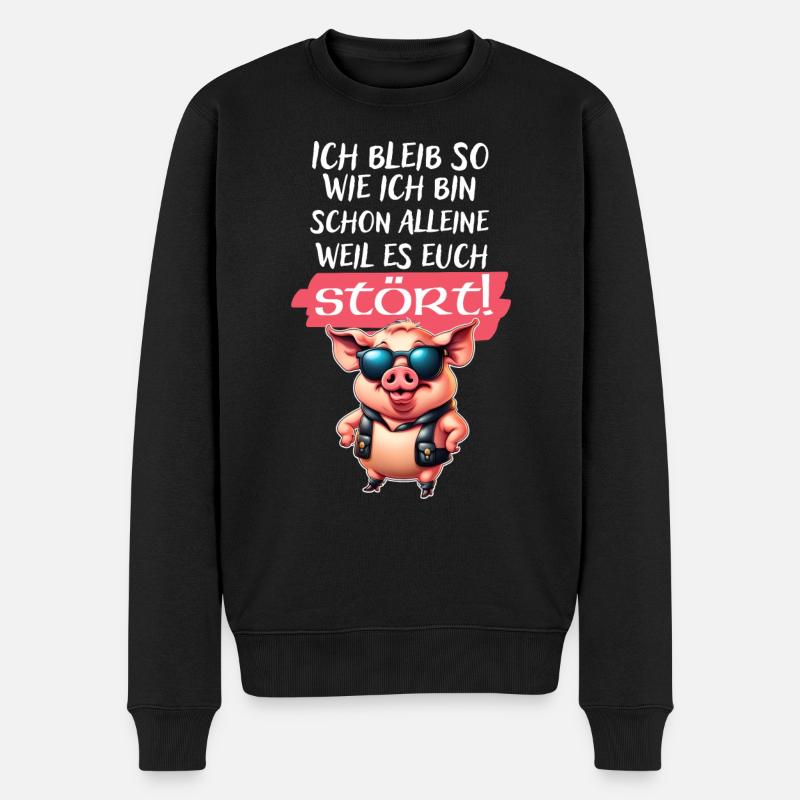 Ich bleib so wie ich bin Spruch-Witziges Statement - Männer Premium Bio Pullover - Schwarz