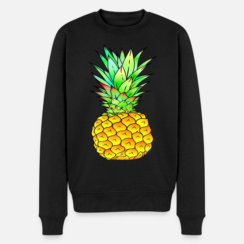 Ananas farbenfroh - Männer Premium Bio Pullover - Schwarz