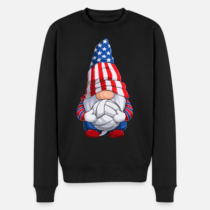 Gnome mit Volleyball oder Beachvolleyball - Männer Premium Bio Pullover - Schwarz