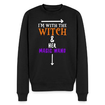 Halloween I'm With The Witch And Her Magic Wand - Männer Premium Bio Pullover - Schwarz - Vorne - Nico (187cm)