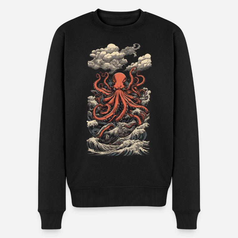 Ukiyo-E Octopus Sea Power & Art Japan Octopus - Pull Premium bio Homme - noir