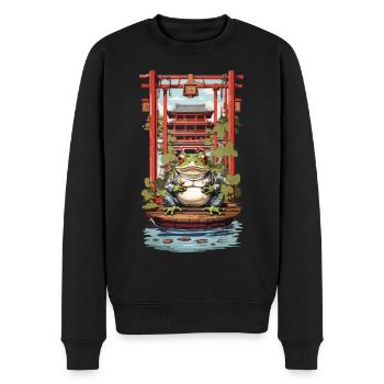 Japanischer Glücksbringer Frosch Ästhetik Design - Männer Premium Bio Pullover - Schwarz - Vorne - Nico (187cm)