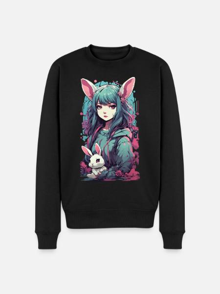 Gothic Kemonomimi Bunny Anime Streetwear - Men's Premium Organic Jumper - black