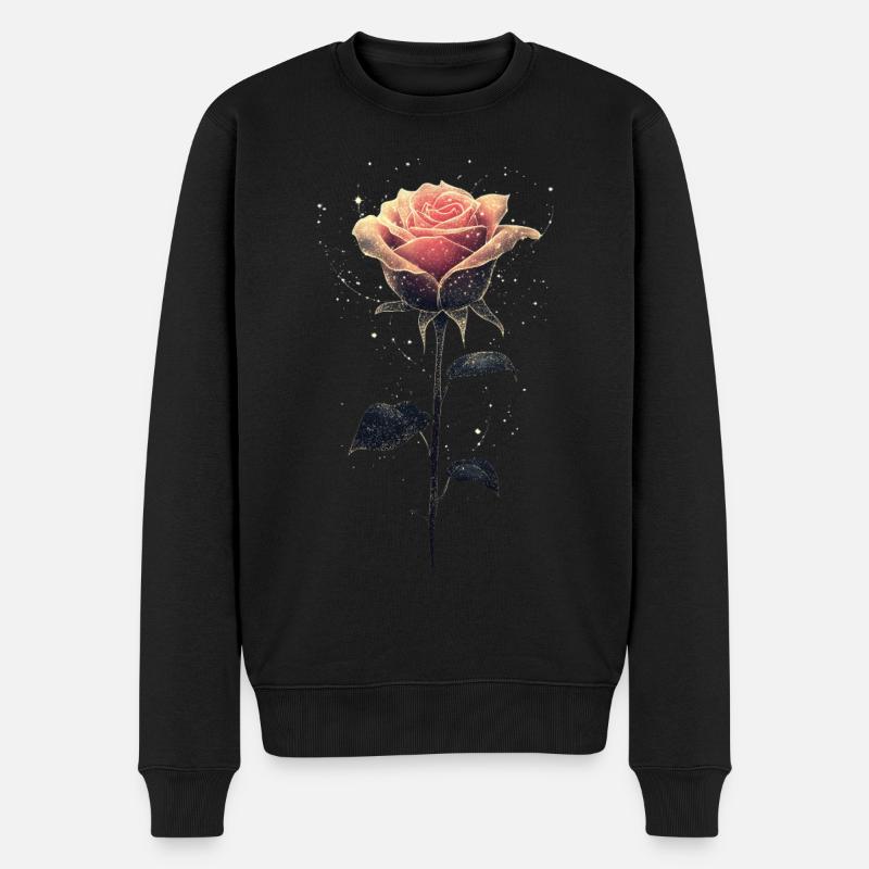 Rosa Rose - Männer Premium Bio Pullover - Schwarz