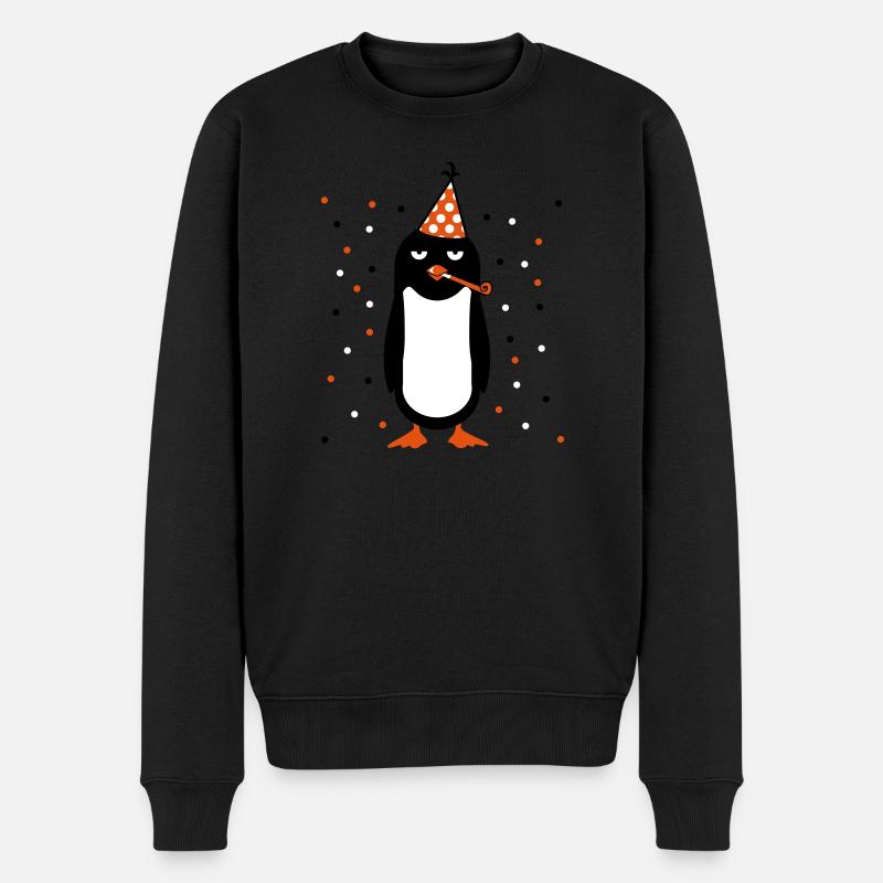 Party Pinguin - Männer Premium Bio Pullover - Schwarz