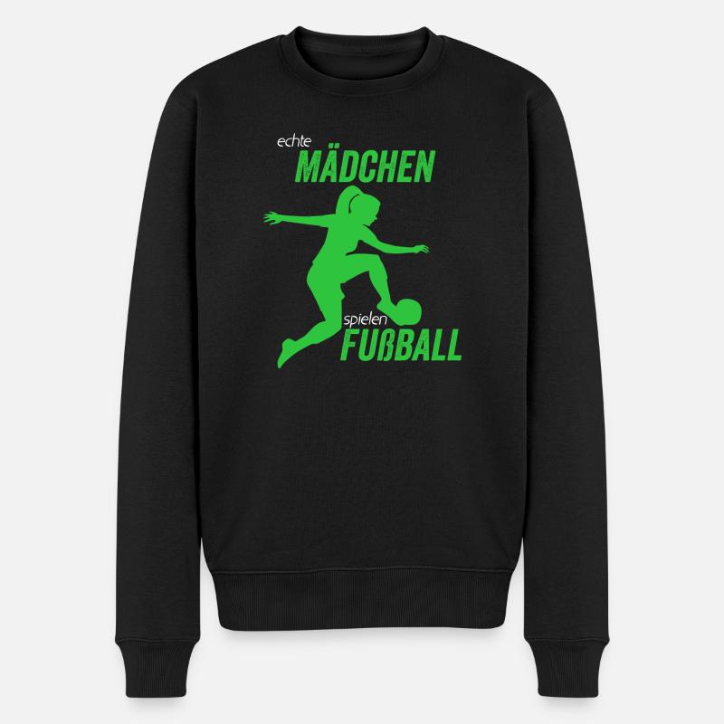 Fußball Frauenfußball Mädchen Damen Sport Spruch - Männer Premium Bio Pullover - Schwarz