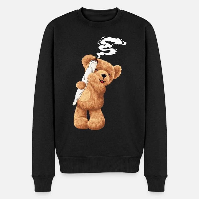 Bär Kiffen Hanf Geschenk - Männer Premium Bio Pullover - Schwarz