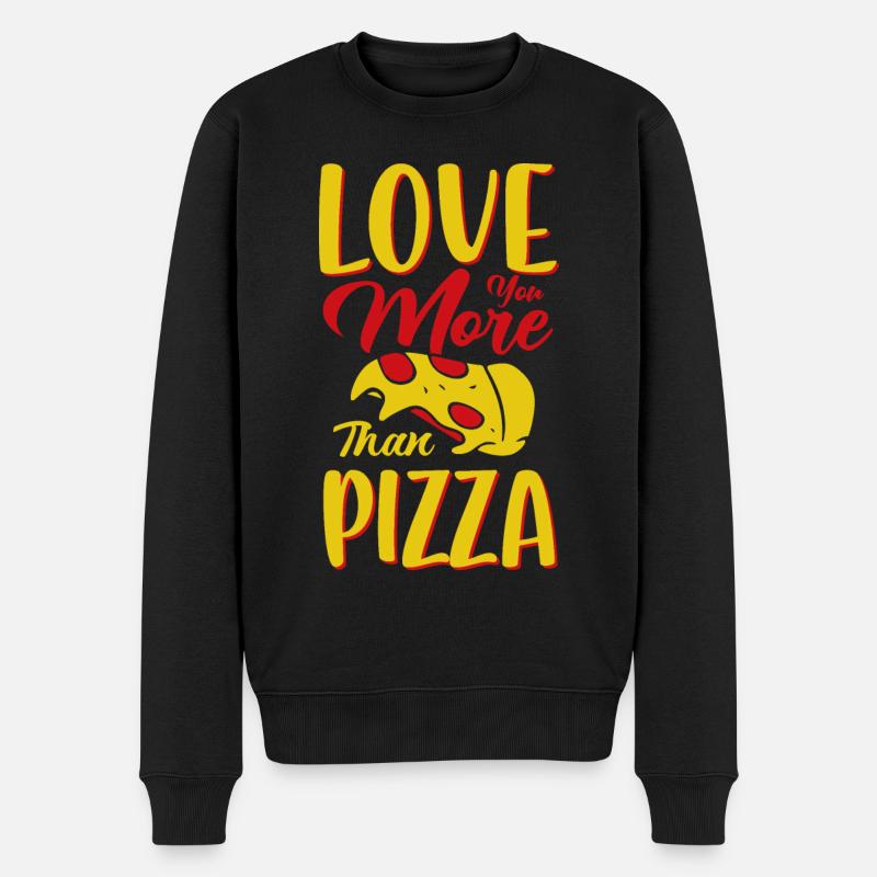 Pizza - Männer Premium Bio Pullover - Schwarz