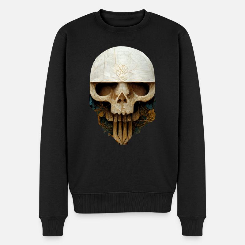 Totenkopf Keramik - Männer Premium Bio Pullover - Schwarz