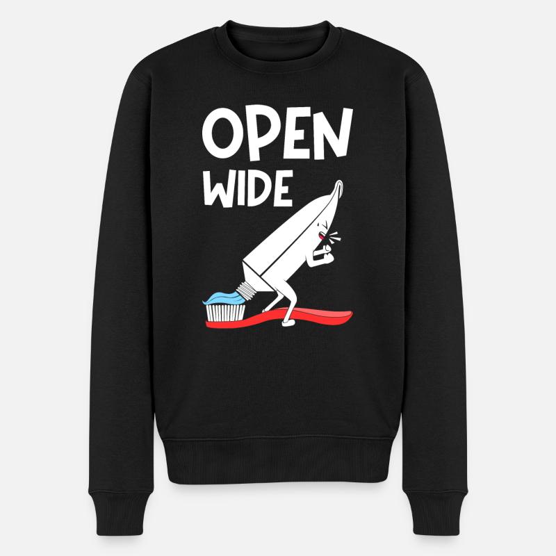 Open Wide - Männer Premium Bio Pullover - Schwarz