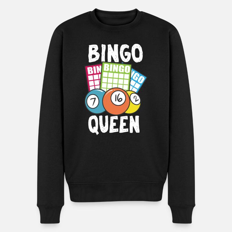 Bingo Queen - Männer Premium Bio Pullover - Schwarz