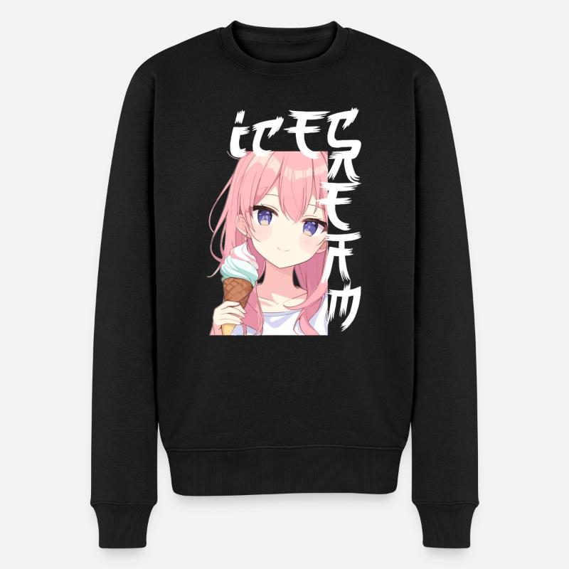 Anime Ice Cream - Männer Premium Bio Pullover - Schwarz