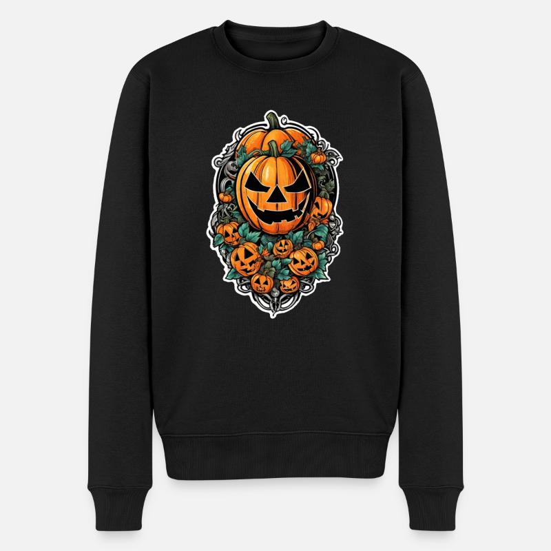 halloween - citrouille - peur - Pull Premium bio Homme - noir