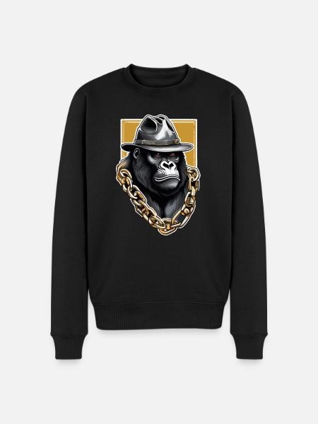 Gorilla with Gold Chain - Men's Premium Organic Jumper - black