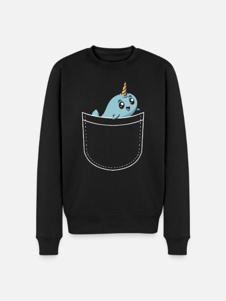 Narwal Einhornwal - Männer Premium Bio Pullover - Schwarz