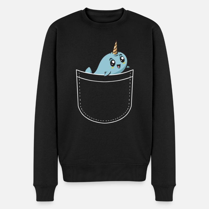 Narwal Einhornwal - Männer Premium Bio Pullover - Schwarz