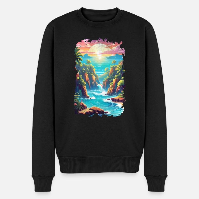 plage vacances soleil mer - Pull Premium bio Homme - noir