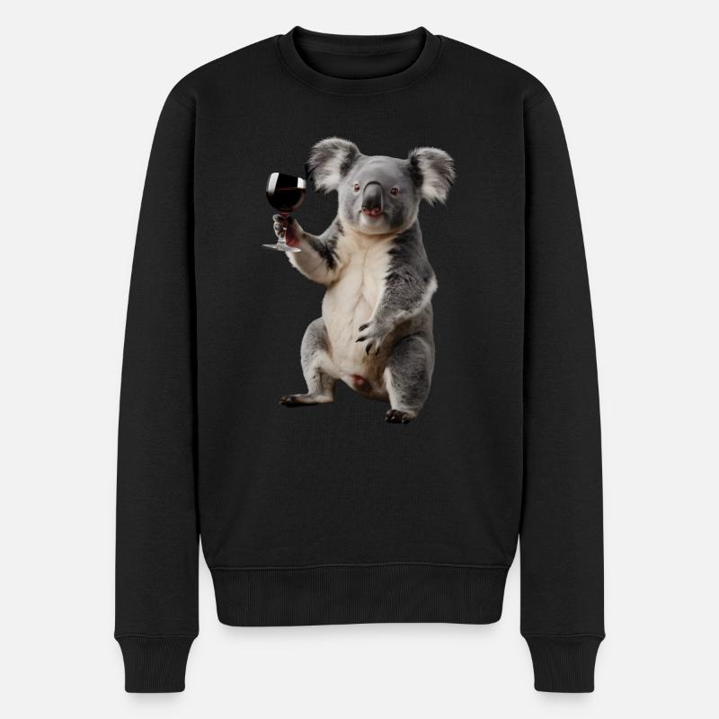 Koala Wein - Männer Premium Bio Pullover - Schwarz