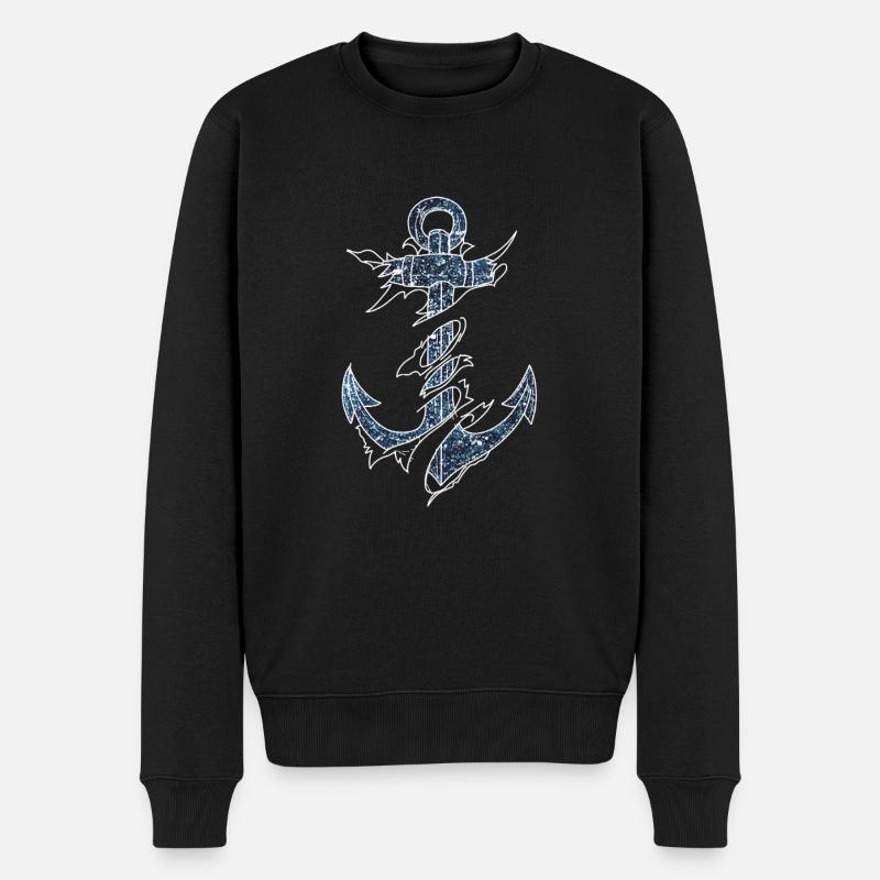 Ancre Cosmique - Contour Blanc - Pull Premium bio Homme - noir
