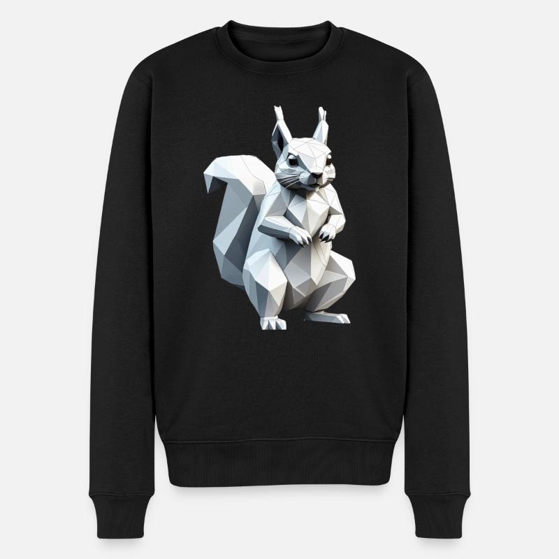 Squirrel - Cute Low Polygon Design - Men's Premium Organic Jumper - black
