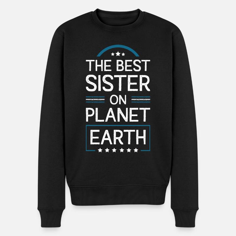 Beste Schwester Spruch - Männer Premium Bio Pullover - Schwarz