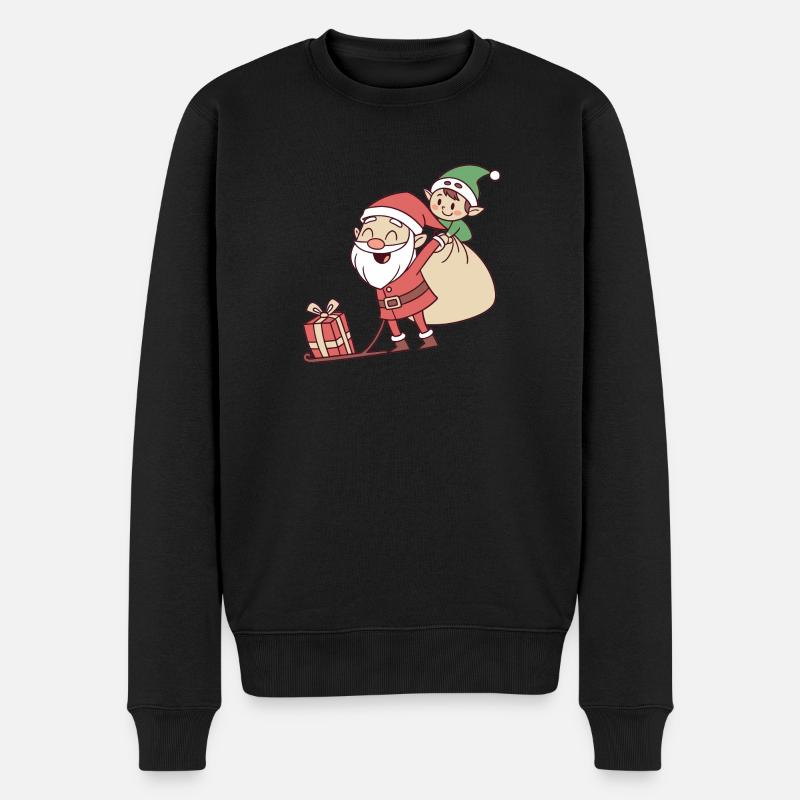 Santas Favorite Elf - Männer Premium Bio Pullover - Schwarz