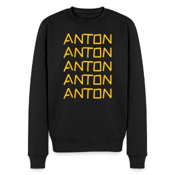 Anton - Männer Premium Bio Pullover - Schwarz - Vorne - Nico (187cm)