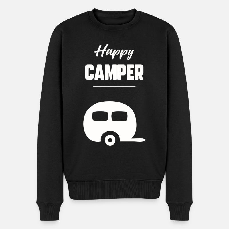 Glücklicher Camper - Männer Premium Bio Pullover - Schwarz