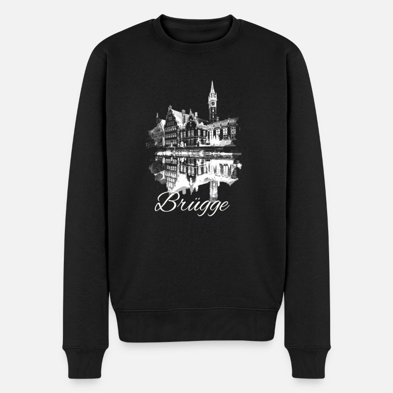 Bruges, Belgique, Maisons,skyline - Pull Premium bio Homme - noir