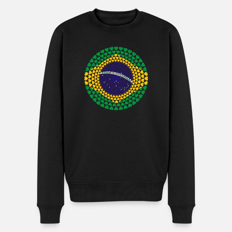 Brazil Brasilien Brasil Herz Mandala - Männer Premium Bio Pullover - Schwarz