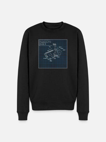 Himbeer-PI3 Modell B Blueprint - Männer Premium Bio Pullover - Schwarz