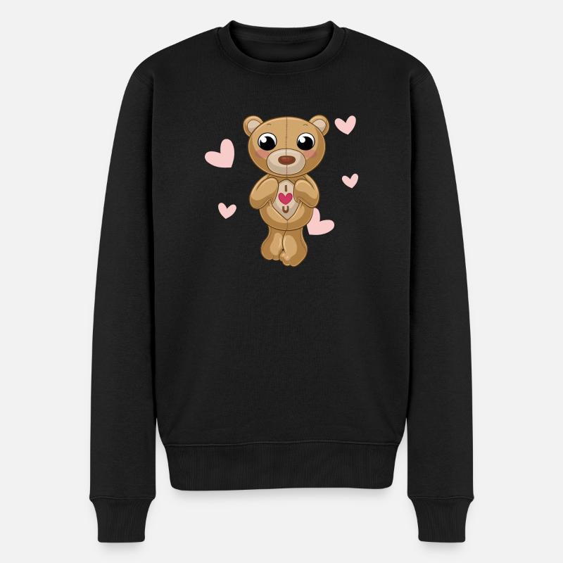 Putziger Comic Teddybär - Männer Premium Bio Pullover - Schwarz